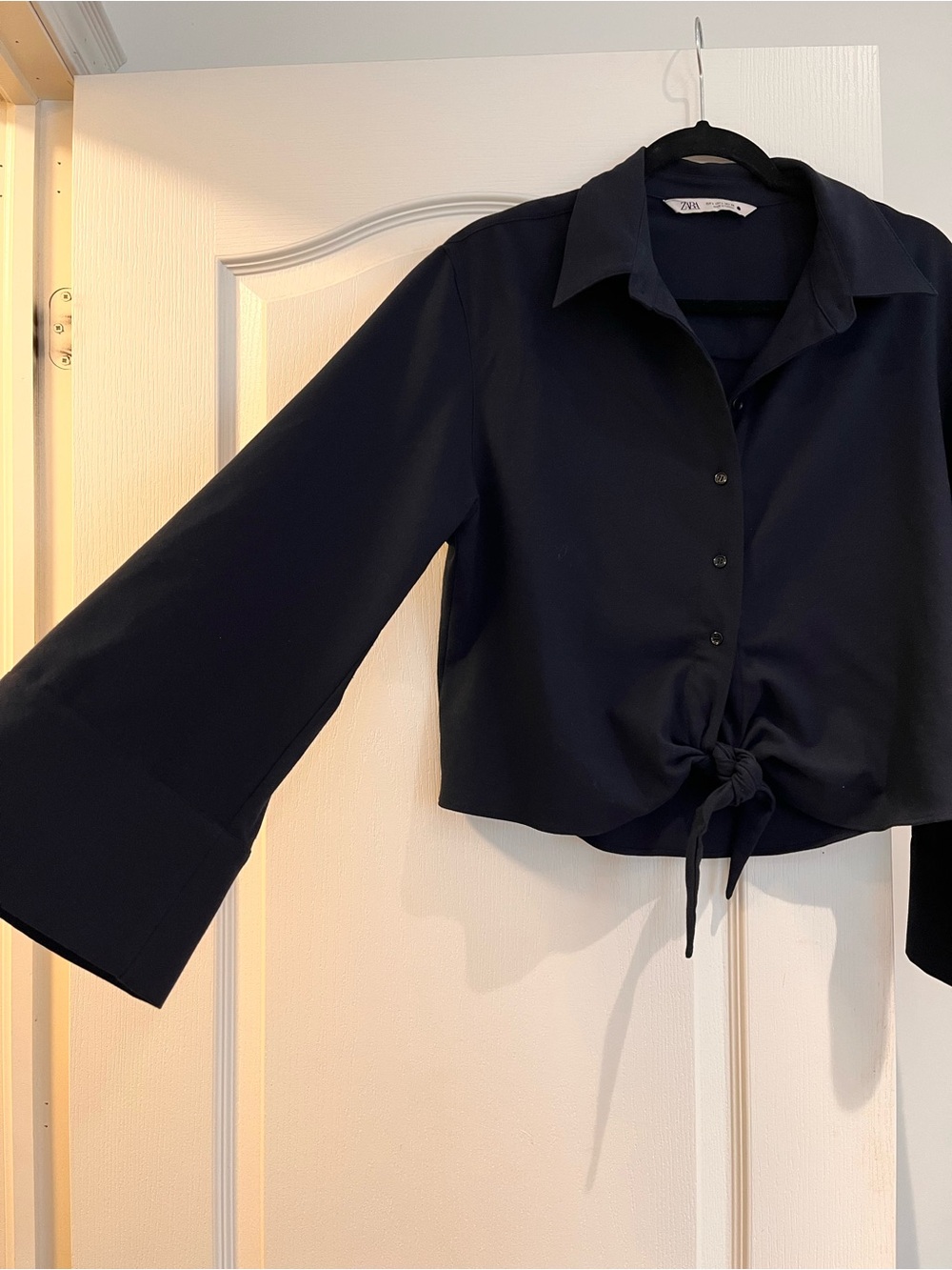 Zara Wide Sleeve Top in Navy Blue